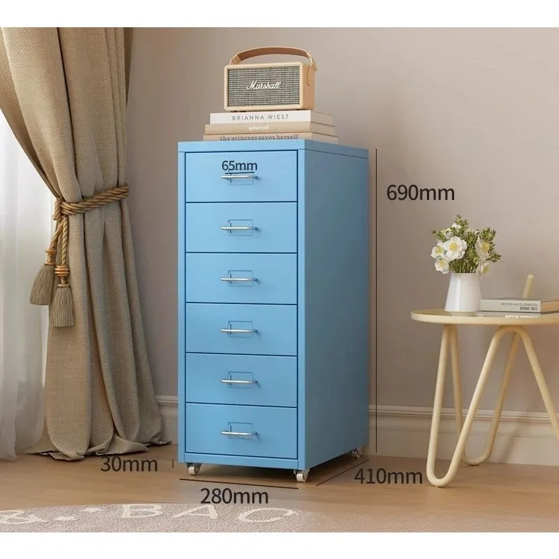 Narrow Metal Drawer Storage Cabinet Bedside Table with Silent Slides
