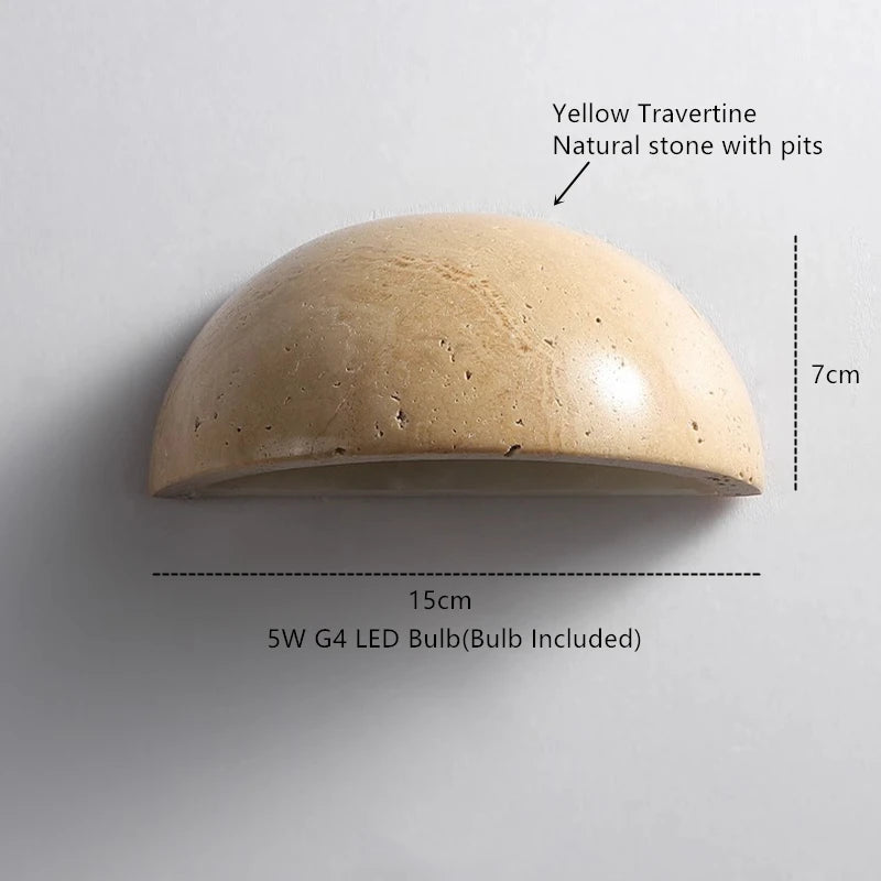 Modern Yellow Travertine and Glass LED Wall Lamp