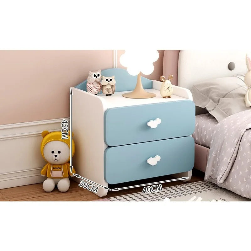 Modern Kids Bedside Table Cute Cream Style Bedroom Storage Locker Nightstand