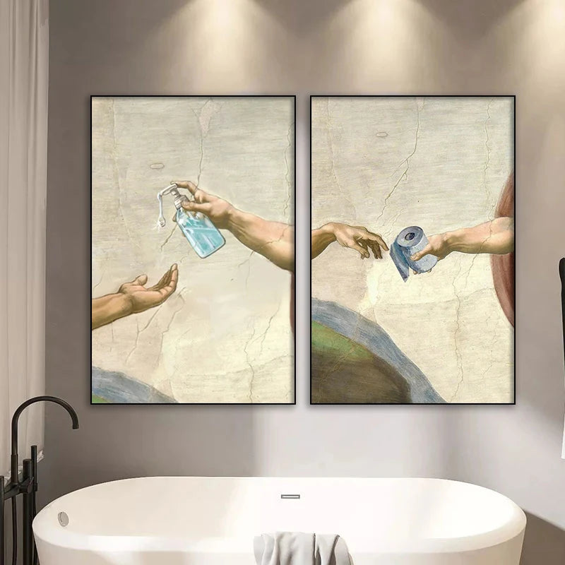 Retro Funny Toilet Paper Canvas Painting Poster for Home Decor