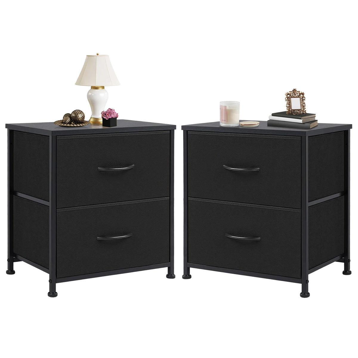 Modern Nightstand with 2 Fabric Drawers Bedside Table End Table