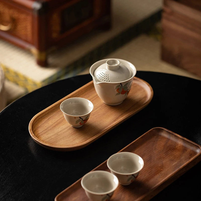 Japanese Style Solid Wood Food Plate Serving Tray Home Decor