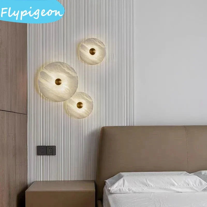 Modern Natural Marble LED Wall Lamp Living Room Bedroom