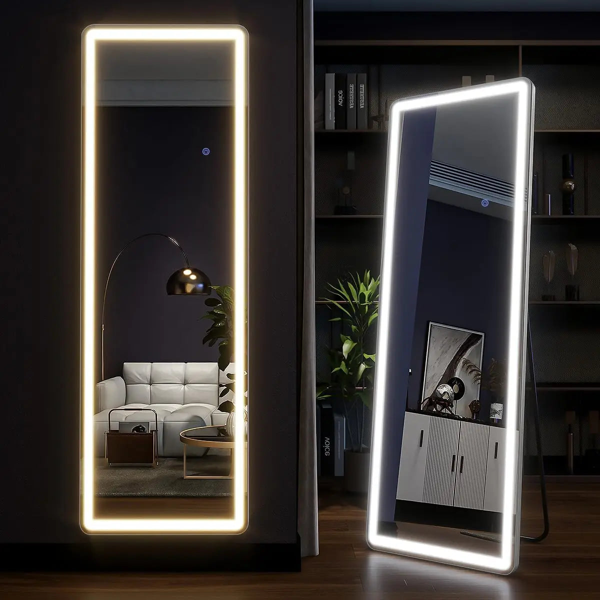 Modern Minimalist LED Standing Full Body Floor Mirror for Living Room