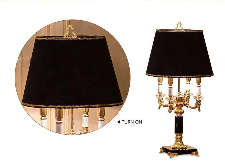 Luxury Crystal Table Lamp Modern Fabric Shade HF-WT889