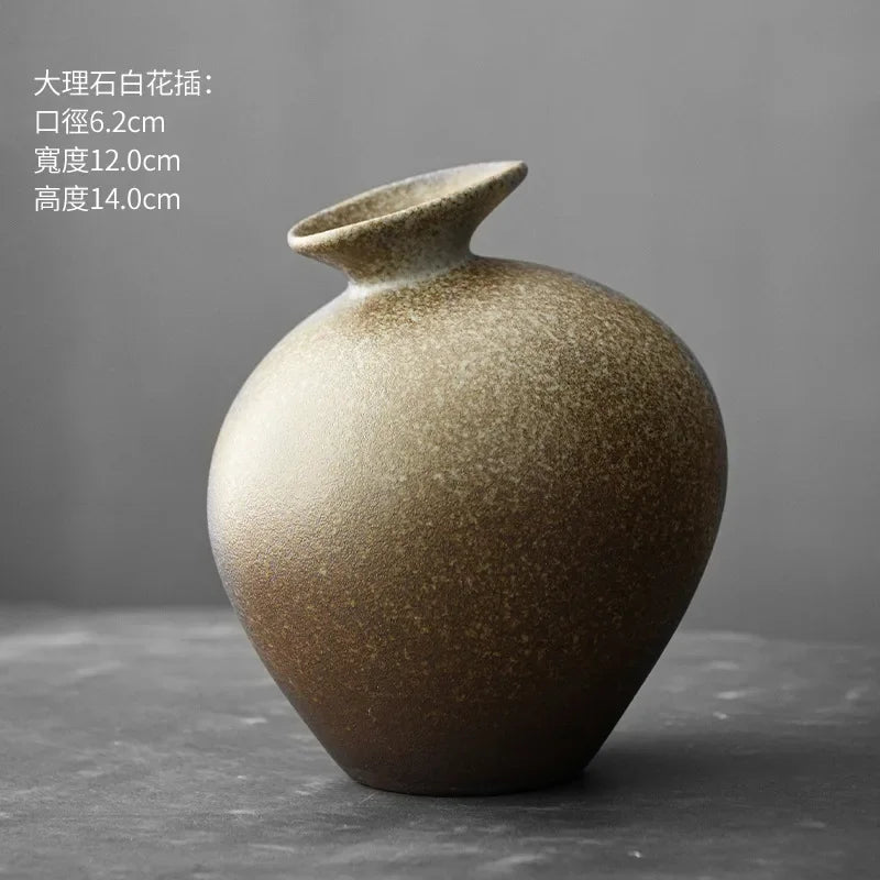 Japanese Style Terracotta Flower Vase Tabletop Ornament for Home Decor