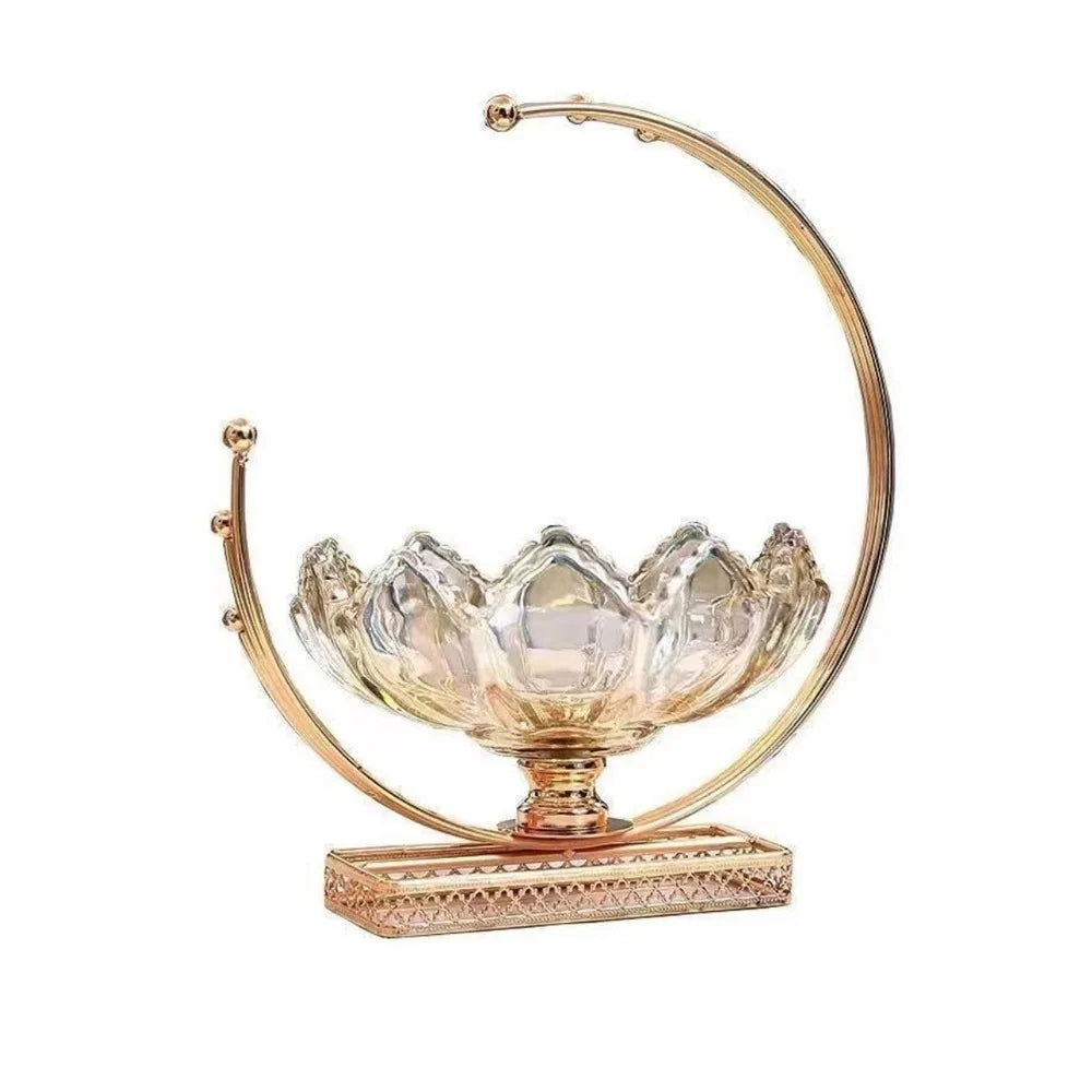 Modern Glass Flower Basket Decorative Tray for Tabletop Decor