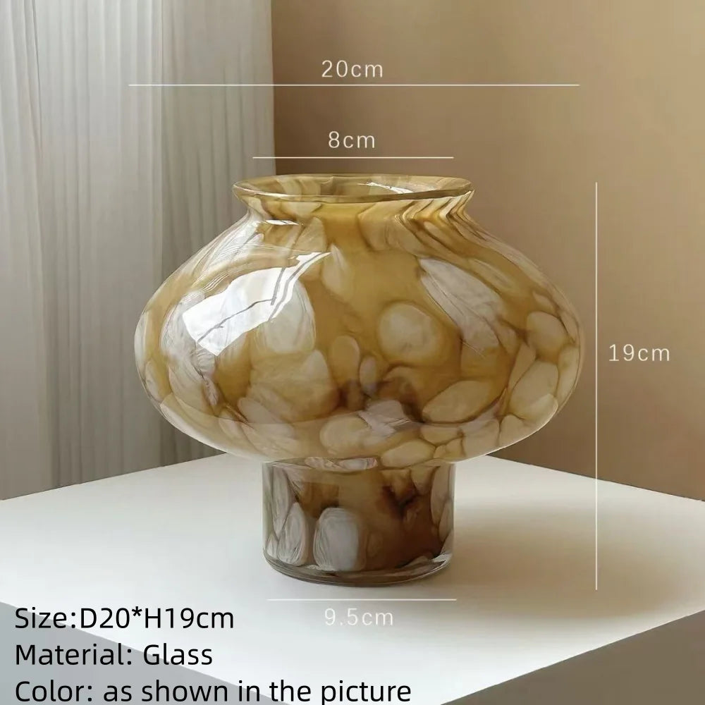 Modern Luxury Glazed Glass Flower Vase Ornament for Home Decor