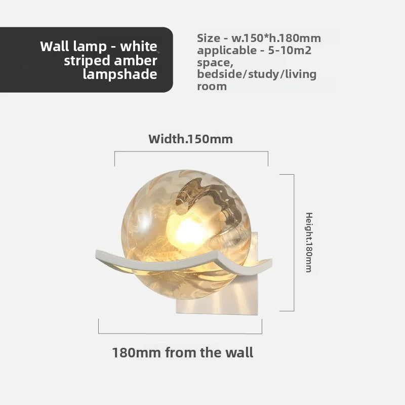 Modern Glass Ball LED Moon Wall Lamp Gold Decoration Light for Bedroom Bedside Hotel Porch