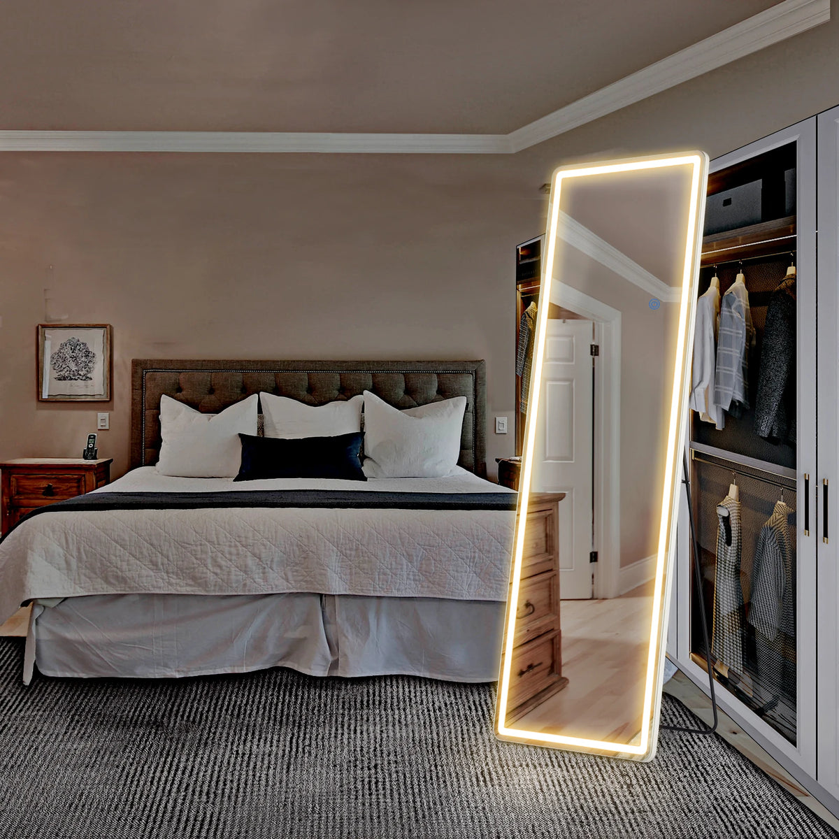 Modern LED Full Length Standing Mirror for Home Decor