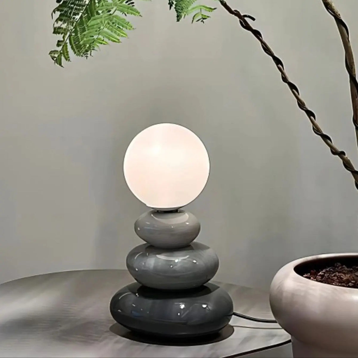 Modern Glossy Resin Table Lamp Dimmable for Living Room Bedroom Hotel Villa
