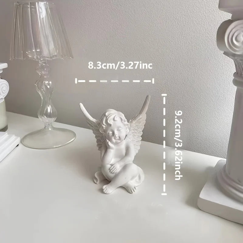 Vintage European Angel Resin Statue Tabletop Ornament for Home Decor