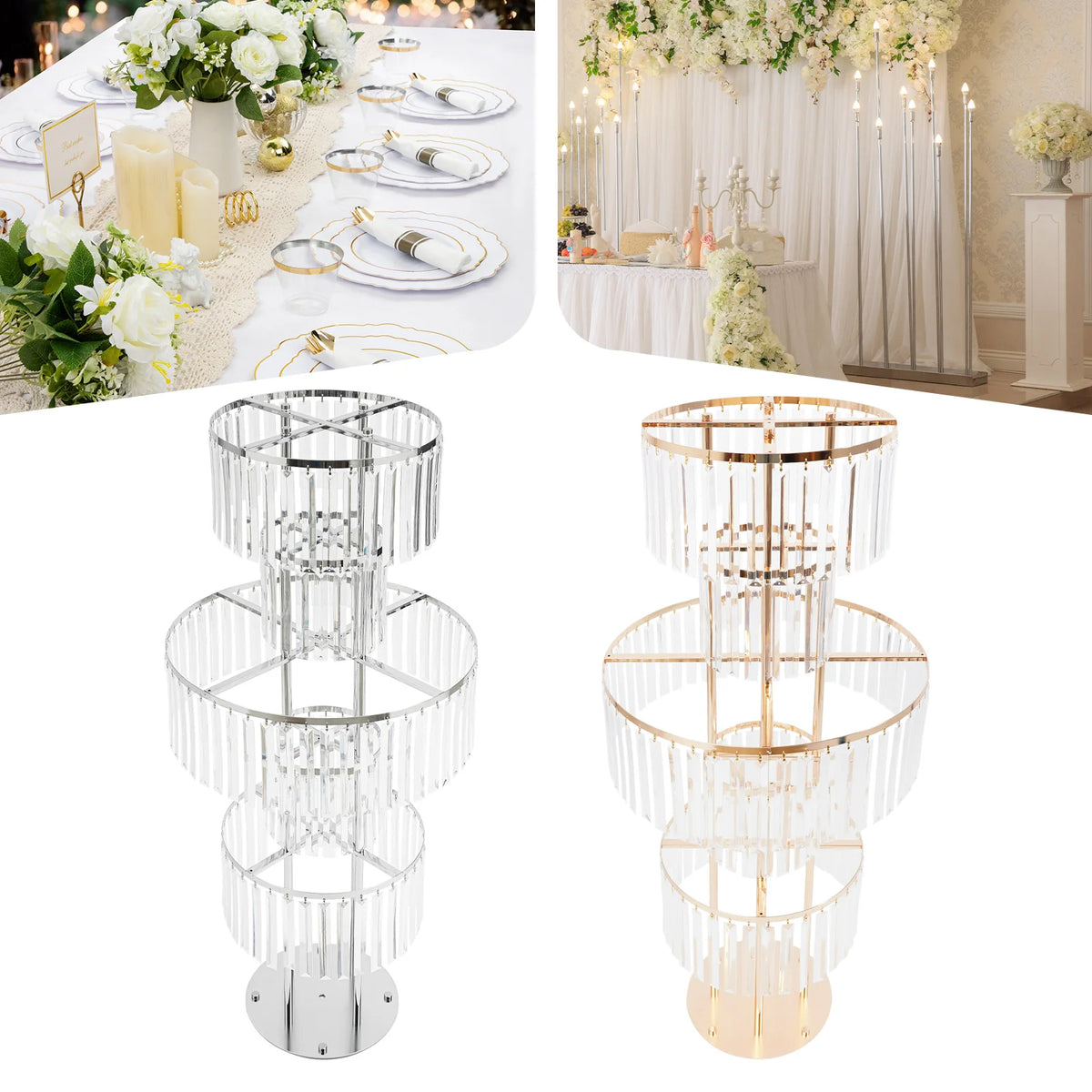 Modern Luxury 5-Tier Acrylic Flower Stand Tabletop Ornament for Wedding Decor