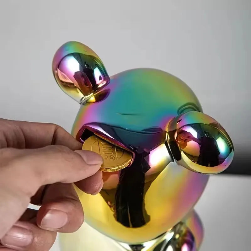 Modern Ceramic Plated Bear Figurine Sculpture for Home Decor