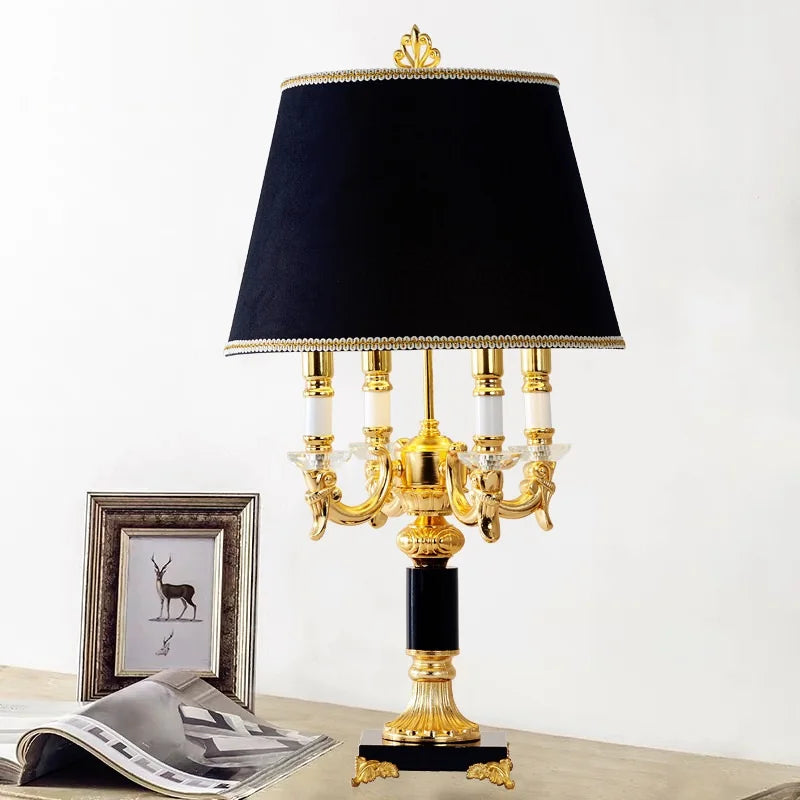 Luxury Crystal Table Lamp Modern Fabric Shade HF-WT889