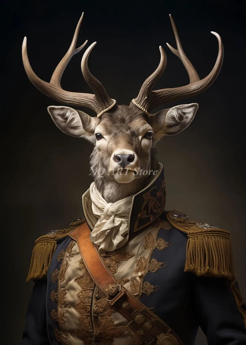Vintage Victorian Renaissance Animal Portrait Canvas Wall Art Painting for Living Room