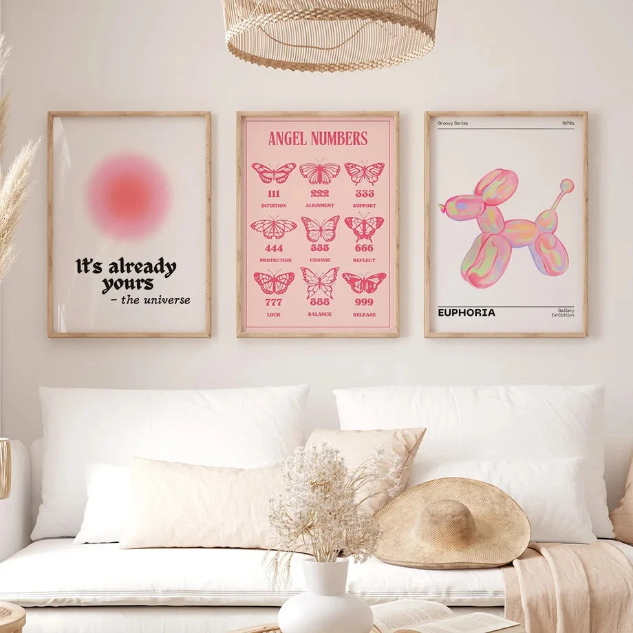Modern Pink Flower Canvas Wall Art Print for Living Room
