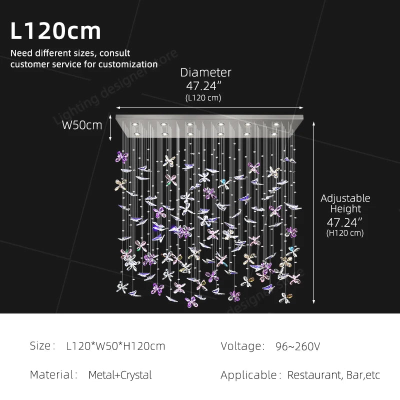 Crystal Butterfly LED Chandelier Dining Room Kitchen Island