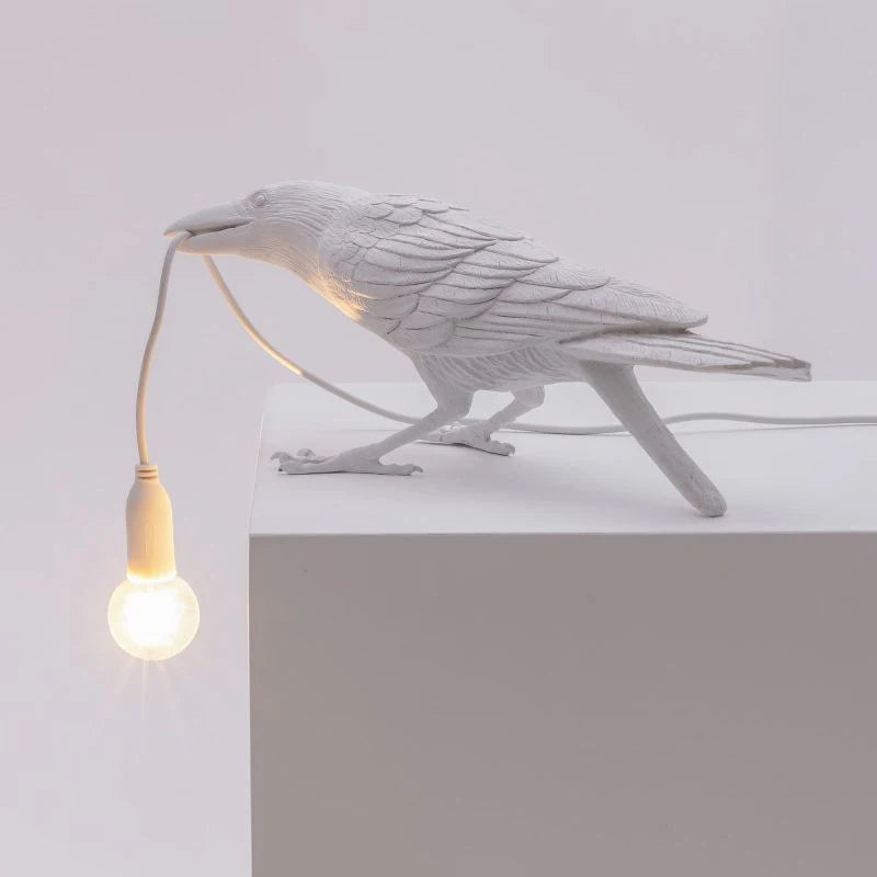 Resin Lucky Bird Crow Wall & Table Lamp Night Light Free Bulb