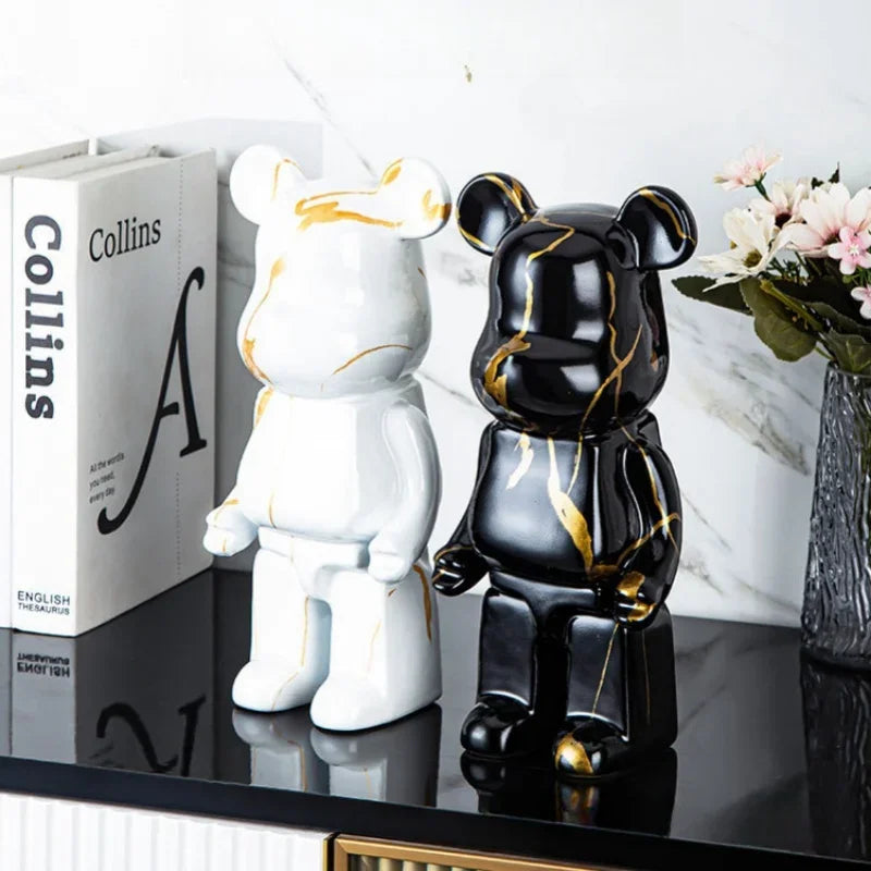 28cm Nordic Resin Bear Statue Figurine for Tabletop Decor