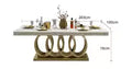 160cm Modern Dining Table Set with 6 Chairs Gold Metal Base Marble Top