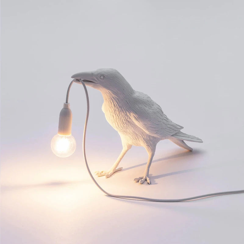 Resin Lucky Bird Crow Wall & Table Lamp Night Light Free Bulb