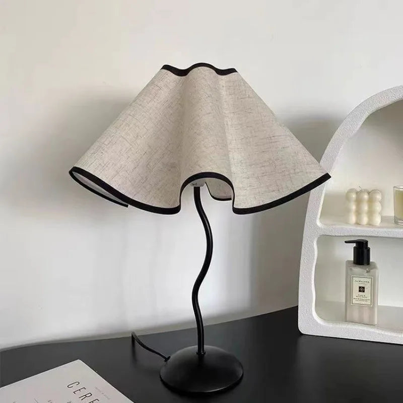 Nordic Petal LED Table Lamp Fabric 12W Tricolour Light Living Room Home Bedroom
