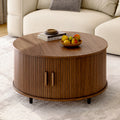 Round Coffee Table with Storage 80x80x40 cm Walnut