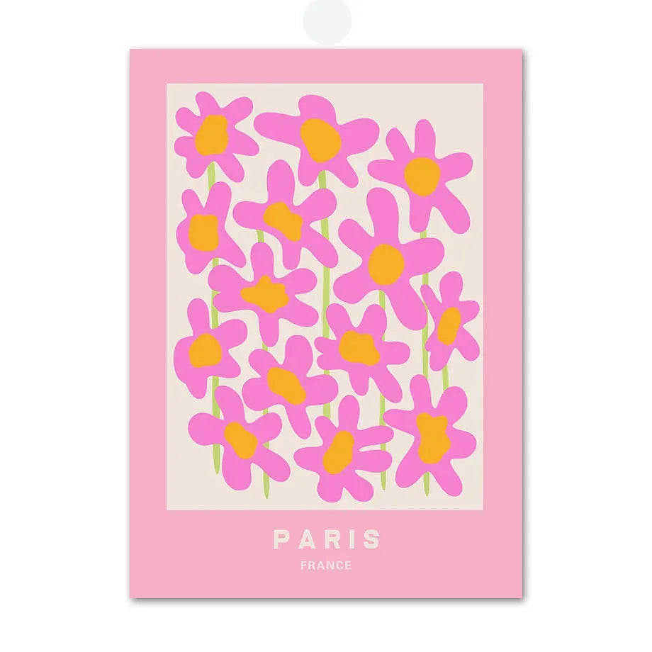Modern Pink Flower Canvas Wall Art Print for Living Room