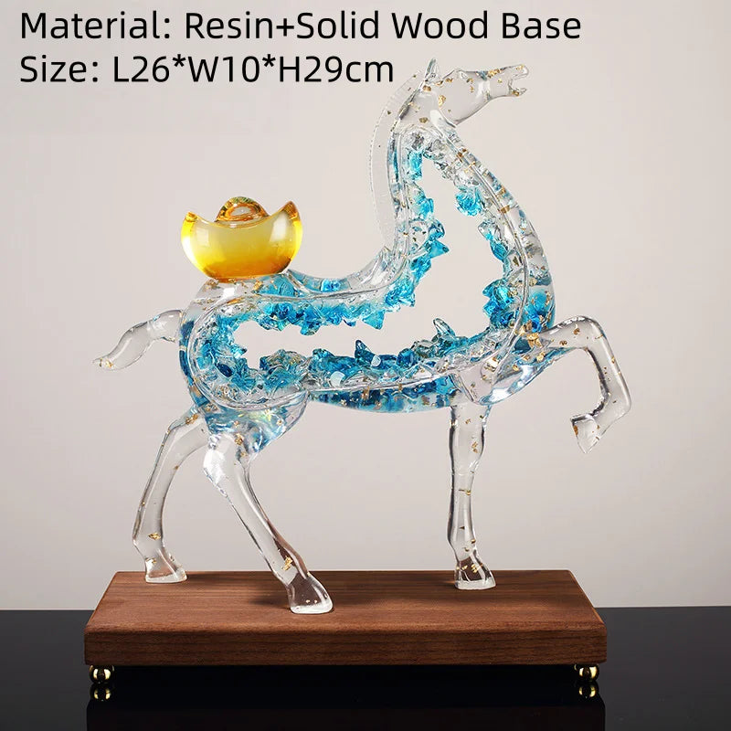 Modern Transparent Gold Foil Elk Sculpture Tabletop Figurine for Home Decor