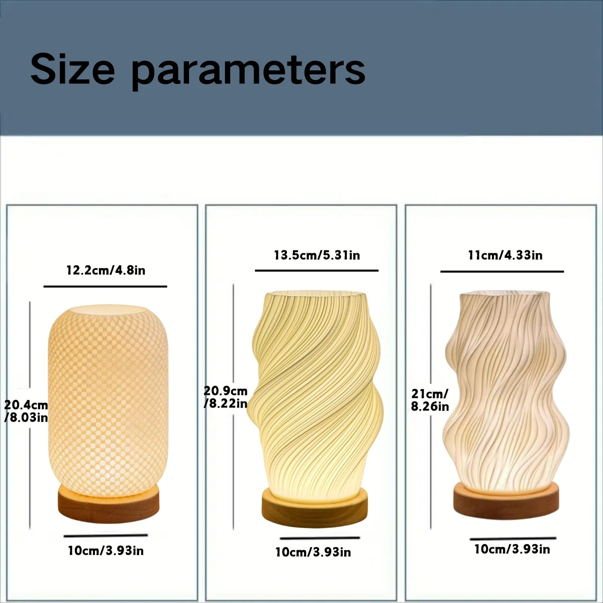 3D Printed Solid Wood Night Light Elegant Desk Lamp