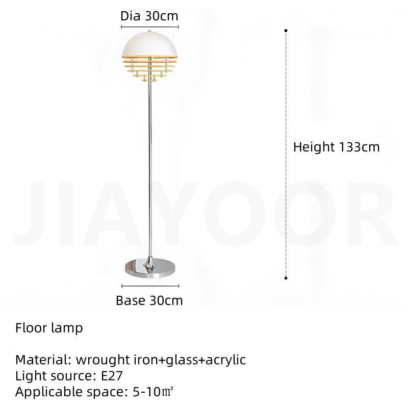 Modern Industrial Floor Lamp Iron Glass Stone Living Room Sofa Side Decoration Standing Light Home Desk Kitchen Pendant E27