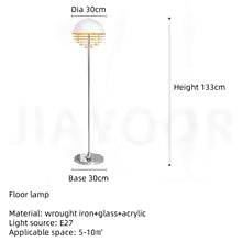 Modern Industrial Floor Lamp Iron Glass Stone Living Room Sofa Side Decoration Standing Light Home Desk Kitchen Pendant E27