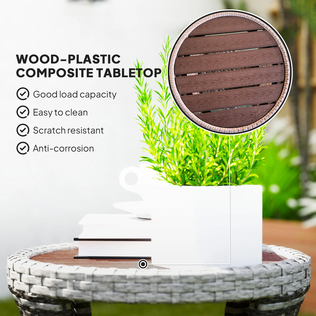46 cm Wicker Coffee Table 2-Tier Outdoor Side Table Mixed Gray