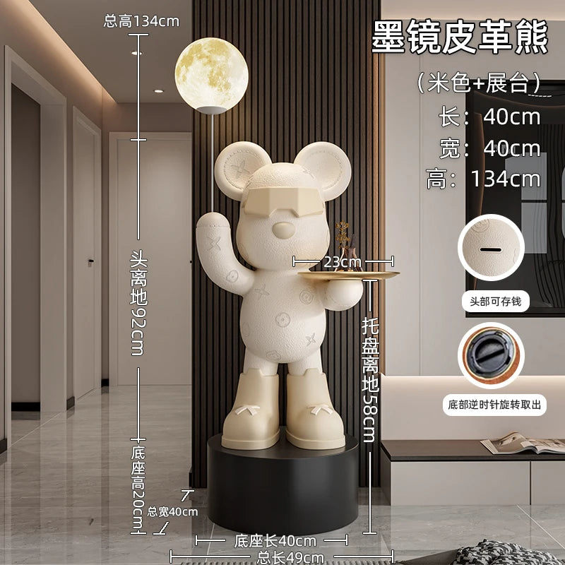 Nordic Resin Bear Floor Statue Figurine for Living Room Decor