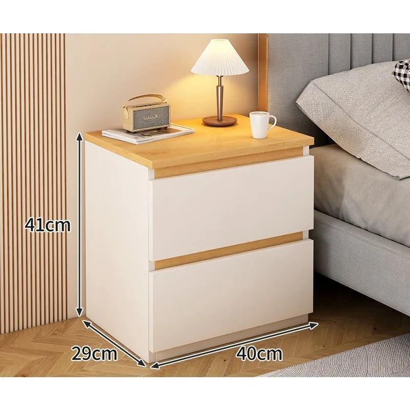 Modern Wooden Bedside Table with Storage Drawers