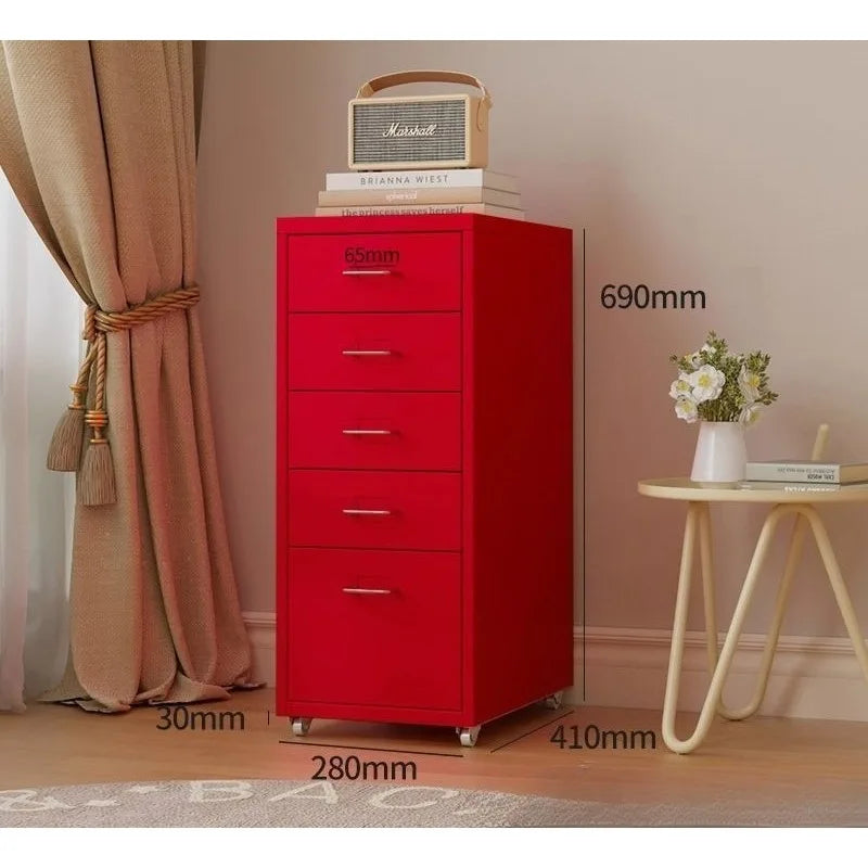 Narrow Metal Drawer Storage Cabinet Bedside Table with Silent Slides