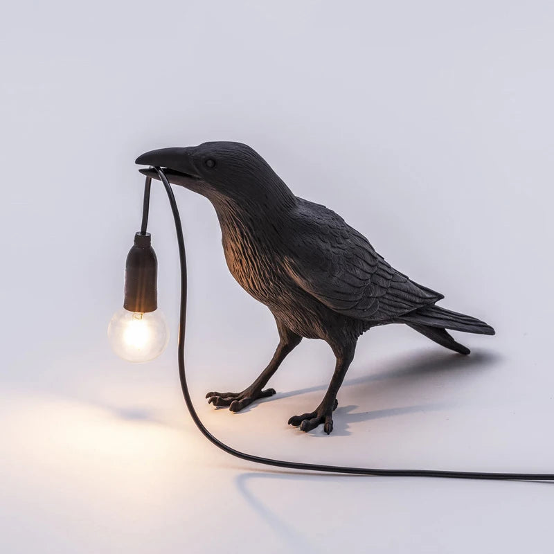 Resin Lucky Bird Crow Wall & Table Lamp Night Light Free Bulb