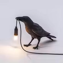 Resin Lucky Bird Crow Wall & Table Lamp Night Light Free Bulb