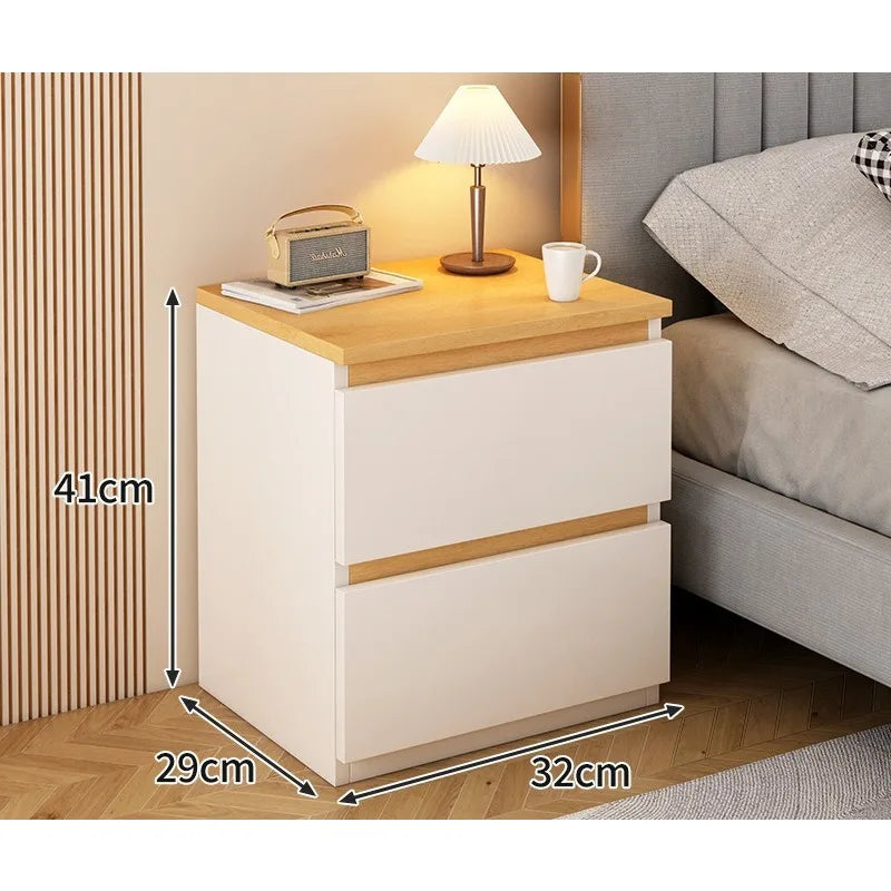Modern Wooden Bedside Table with Storage Drawers