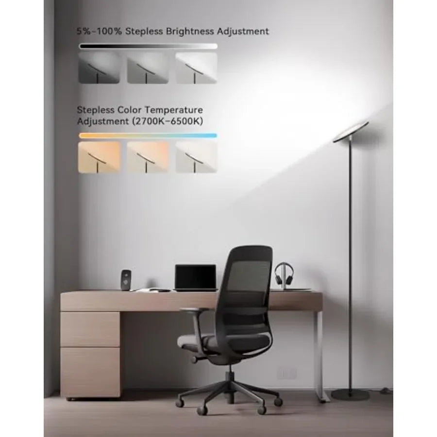 Modern LED Torchiere Floor Lamp with Remote for Living Room