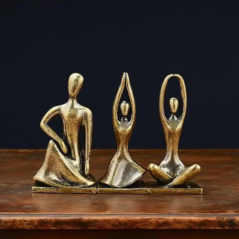 Modern Brass Yoga Girl Sculpture Tabletop Figurine for Home Decor