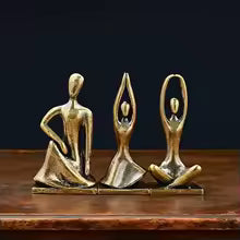 Modern Brass Yoga Girl Sculpture Tabletop Figurine for Home Decor