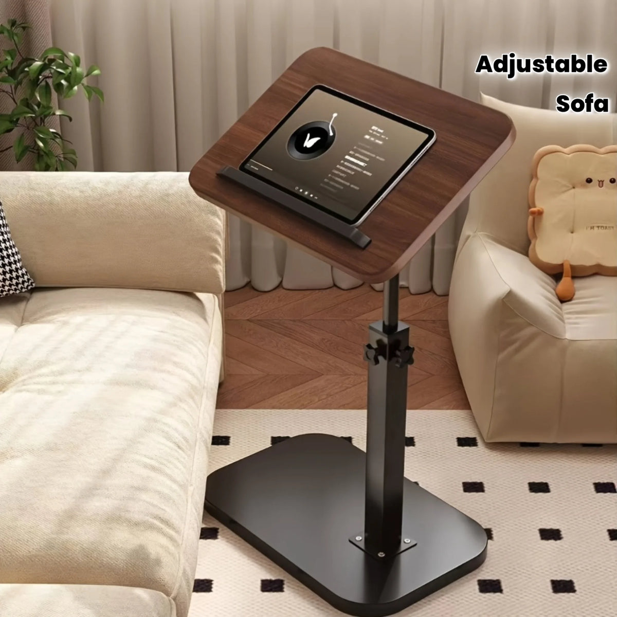 Portable L-Shape Folding Computer Desk with Metal Frame Side Table Workstation