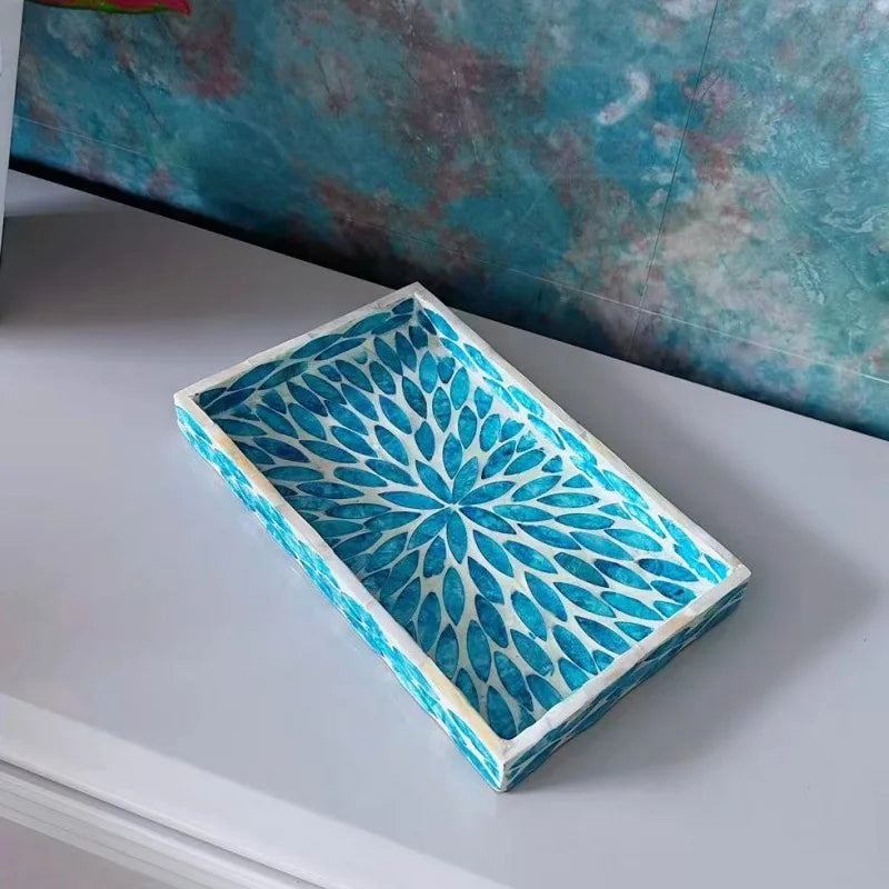 Nordic Colorful Shell Wooden Fruit Plate Jewelry Tray Home Decor