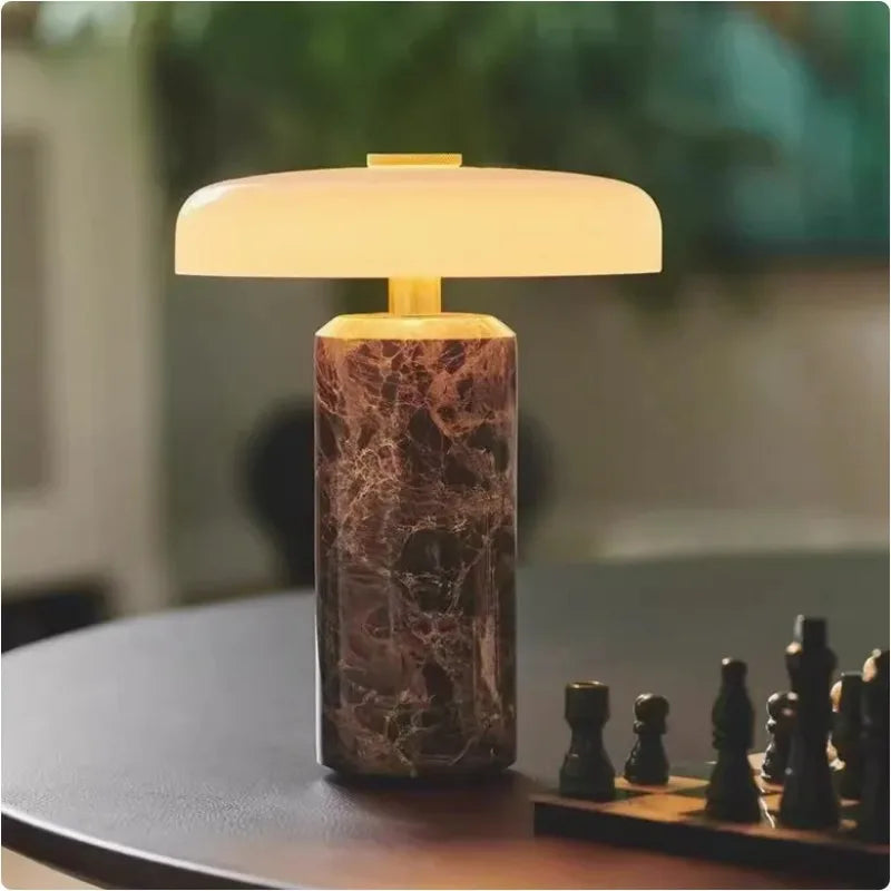 Rechargeable Marble Desk Lamp with Touch Control for Bedroom Study Living Room