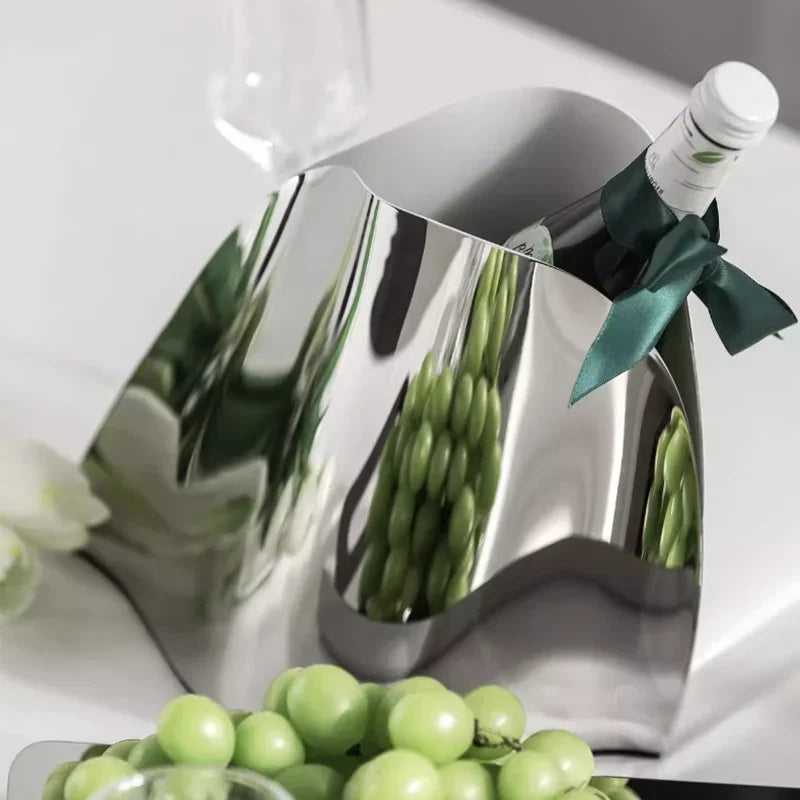 Modern Luxury Mirror Stainless Steel Ice Bucket Vase for Tabletop Decor