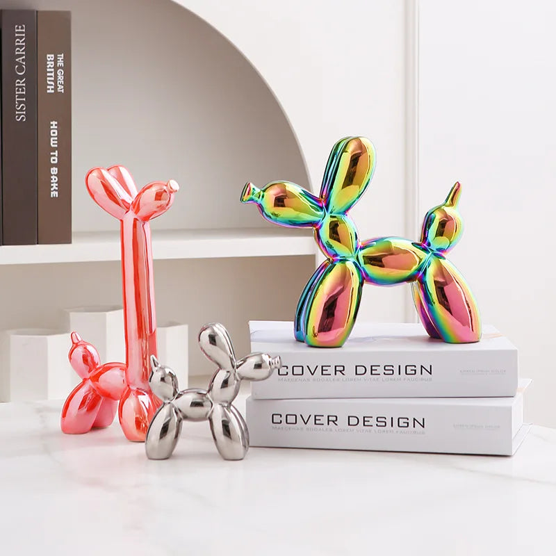 Modern Luxury Ceramic Balloon Dog Sculpture Tabletop Ornament for Home Decor
