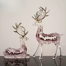 Modern Luxury Transparent Elk Resin Statue Tabletop Ornament for Home Decor