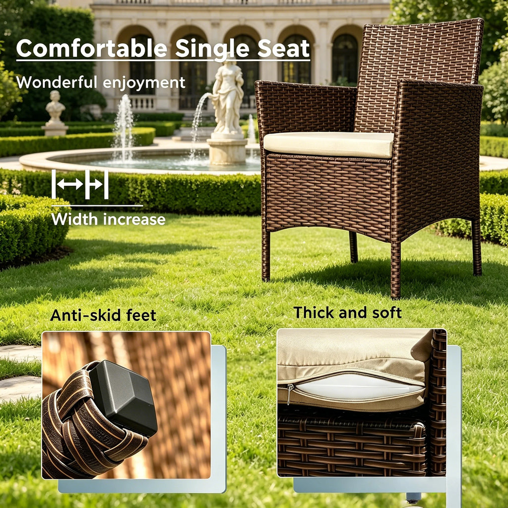 4-Piece PE Wicker Patio Conversation Set with Glass Coffee Table